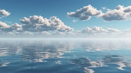 Naklejka na ściany i meble A serene body of water with a picturesque cloudy sky. Generative ai
