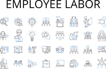 Employee labor line icons collection. Job work, Staff personnel, Occupation career, Worker operative, Employment service, Position placement, Colleague teammate vector and linear illustration. Laborer