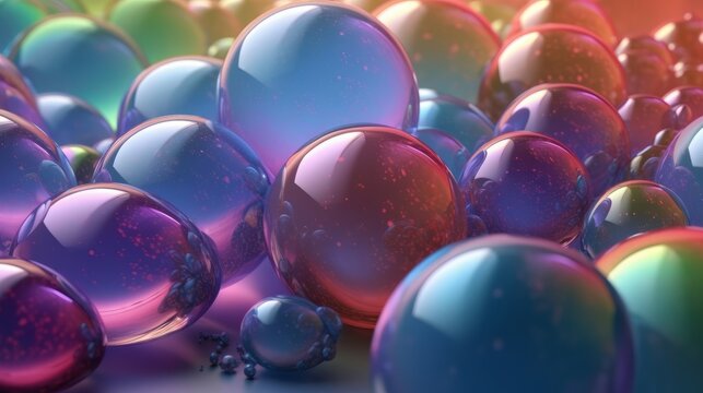Colorful balls arranged on a table. Generative ai