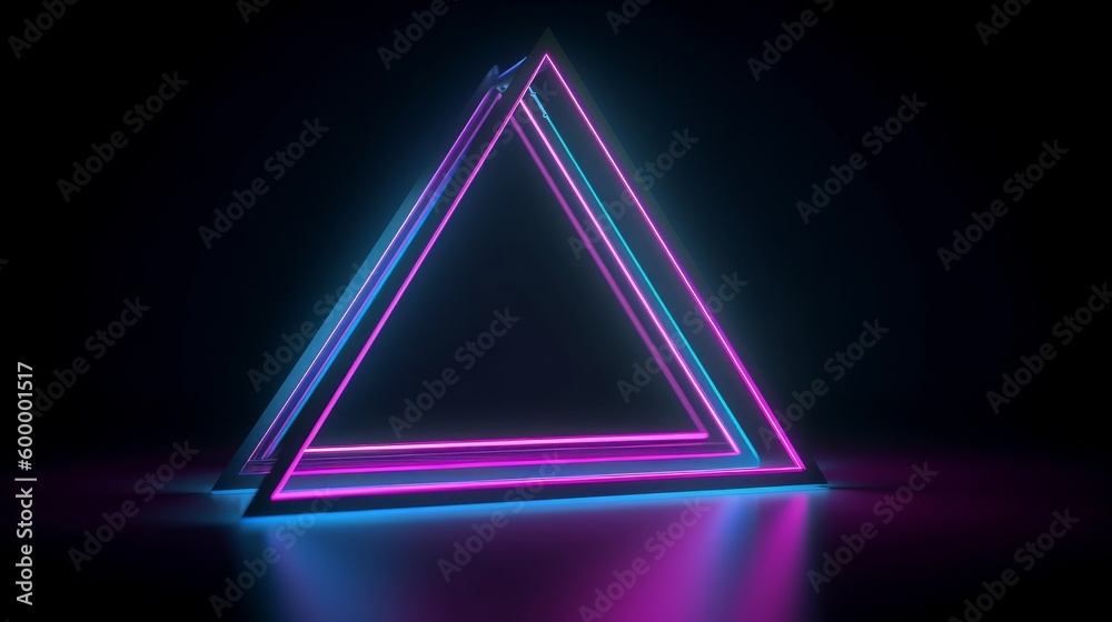 Poster A neon-lit triangle-shaped object. Generative ai