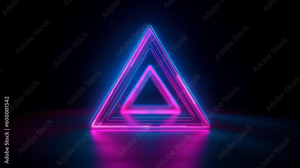 Aufkleber A triangular shaped object glowing in the darkness. Generative ai