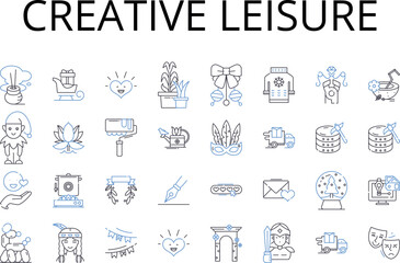 Creative leisure line icons collection. Productive pastime, Artistic hobby, Innovative diversion, Imaginative recreation, Resourceful pursuit, Inventive activity, Original play vector and linear