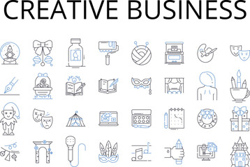 Creative business line icons collection. Innovative idea, Original concept, Artistic vision, Inspired approach, Resourceful plan, Strategic move, Dynamic strategy vector and linear illustration
