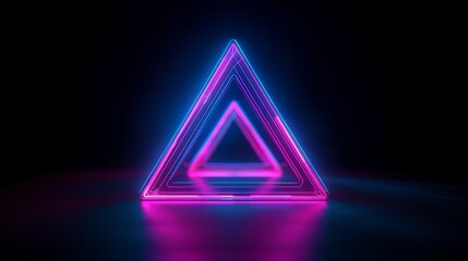 A triangular shaped object glowing in the darkness. Generative ai