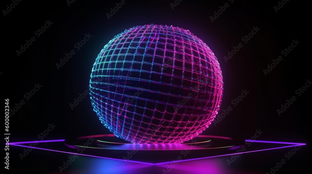Poster a luminous orb glowing in darkness. generative ai