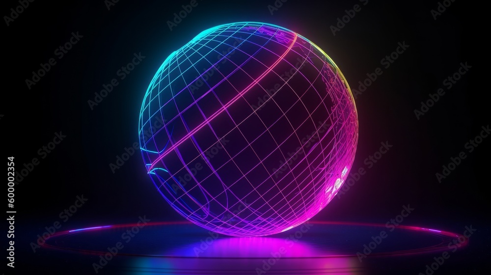 Poster A luminous orb on a dark backdrop. Generative ai
