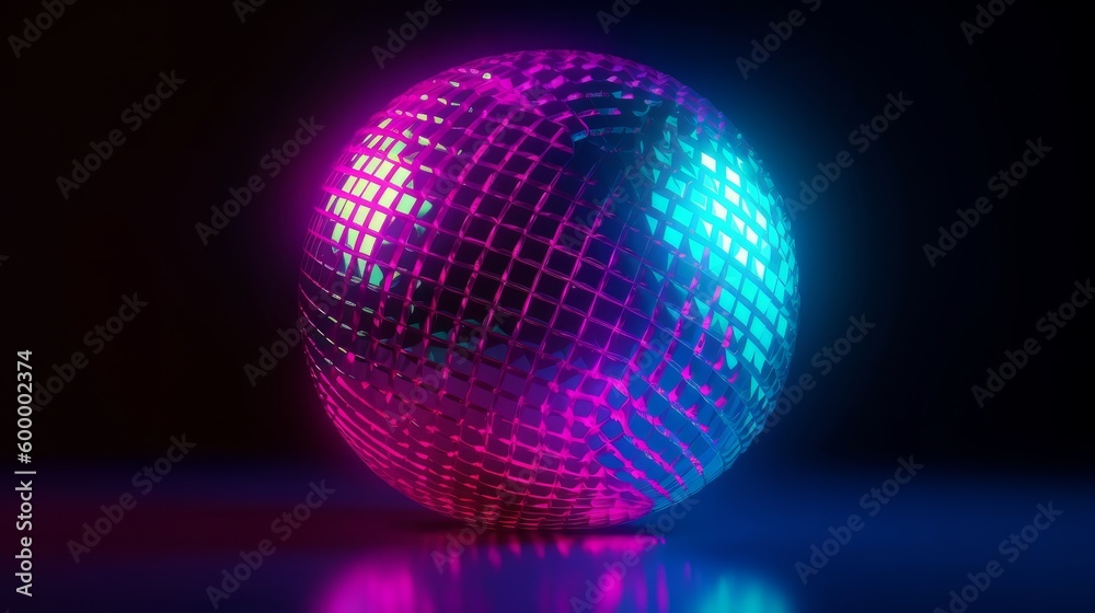 Aufkleber a disco ball reflecting colorful lights on a shiny surface. generative ai