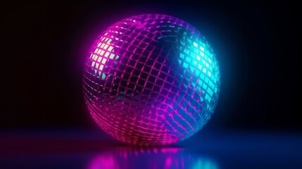 Obraz premium A disco ball reflecting colorful lights on a shiny surface. Generative ai