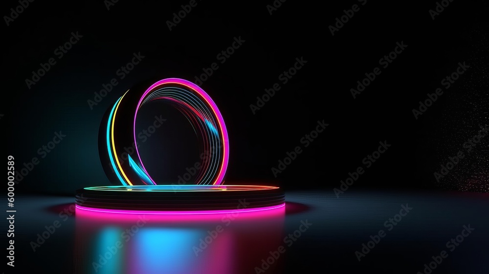 Aufkleber A glowing circular object in a dark environment. Generative ai