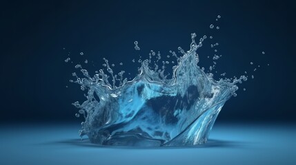 Fototapeta na wymiar A water droplet splashing on a vibrant blue surface. Generative ai