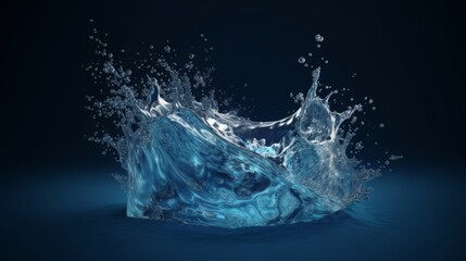 Fototapeta na wymiar A dramatic water splash against a black background. Generative ai
