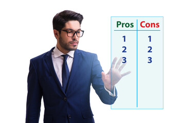 Concept of choosing pros and cons