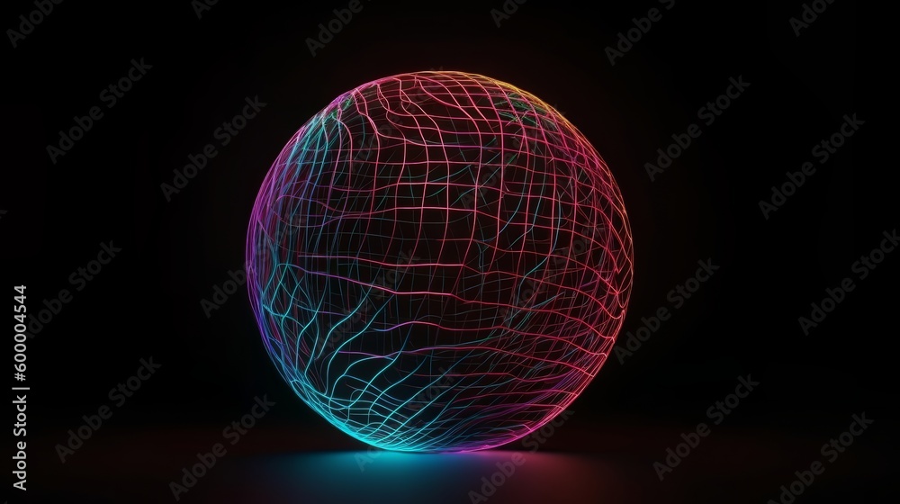Poster An abstract black sphere with intersecting lines. Generative ai