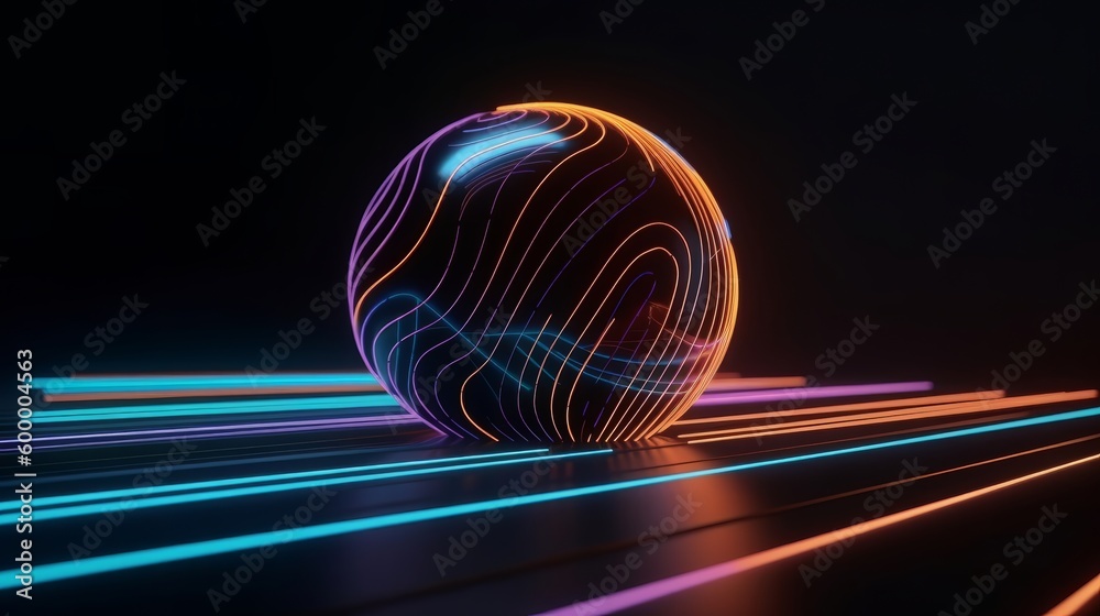 Poster A glowing orb on a dark background. Generative ai