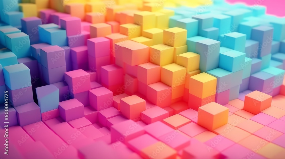 Poster A vibrant and playful background filled with colorful cubes. Generative ai
