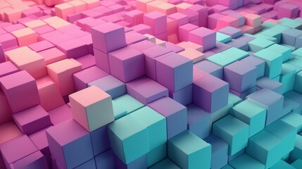 A colorful abstract sculpture made of various sized cubes. Generative ai