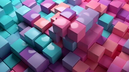 A vibrant and colorful arrangement of geometric cubes. Generative ai