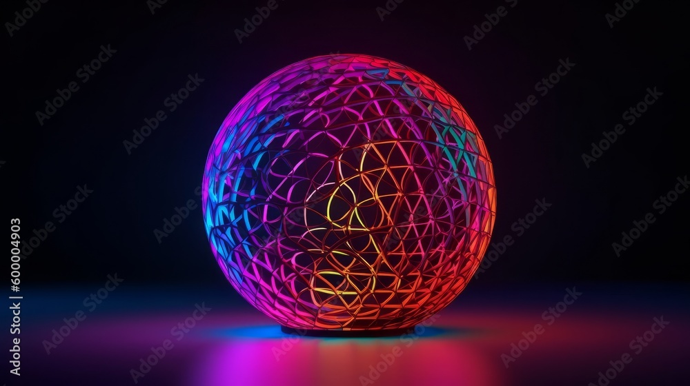 Aufkleber a glowing sphere on a dark background. generative ai