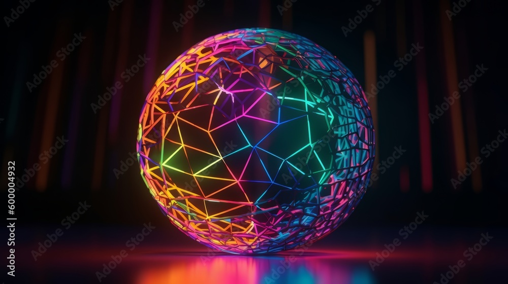 Aufkleber A shiny sphere reflecting light on a glossy surface. Generative ai