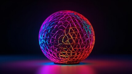 A glowing sphere on a dark background. Generative ai