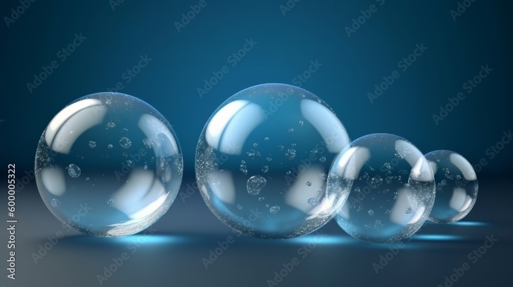 Aufkleber Colorful bubbles creating a dreamy and whimsical atmosphere on a table. Generative ai