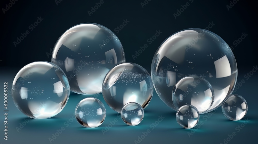 Aufkleber Colorful glass balls arranged on a table creating an interesting pattern. Generative ai