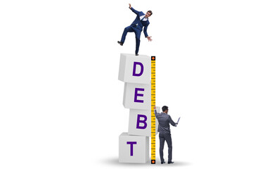 Debt assessment concept with businessman