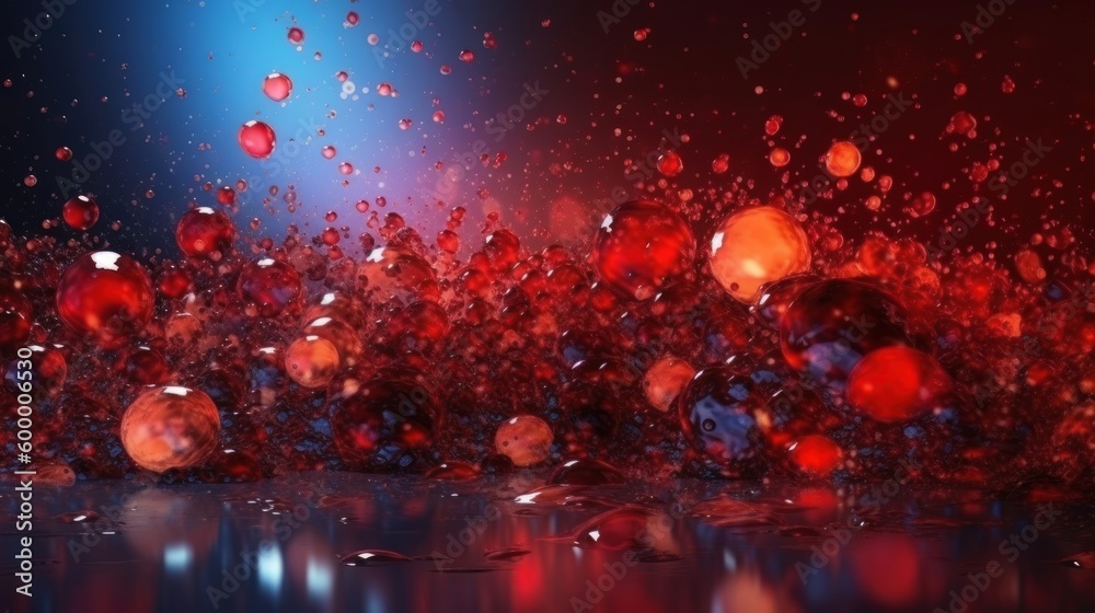 Poster colorful soap bubbles floating in the air. generative ai