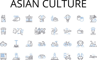 Asian culture line icons collection. Eastern culture, , , , , , vector and linear illustration. ,, outline signs set