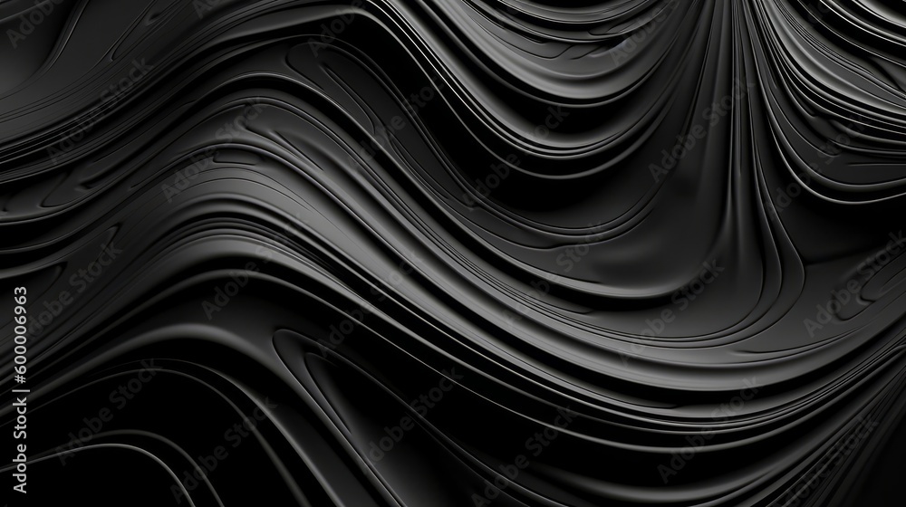 Poster An abstract black background with wavy lines. Generative ai