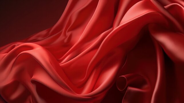 A vivid red cloth texture against a dark black backdrop. Generative ai