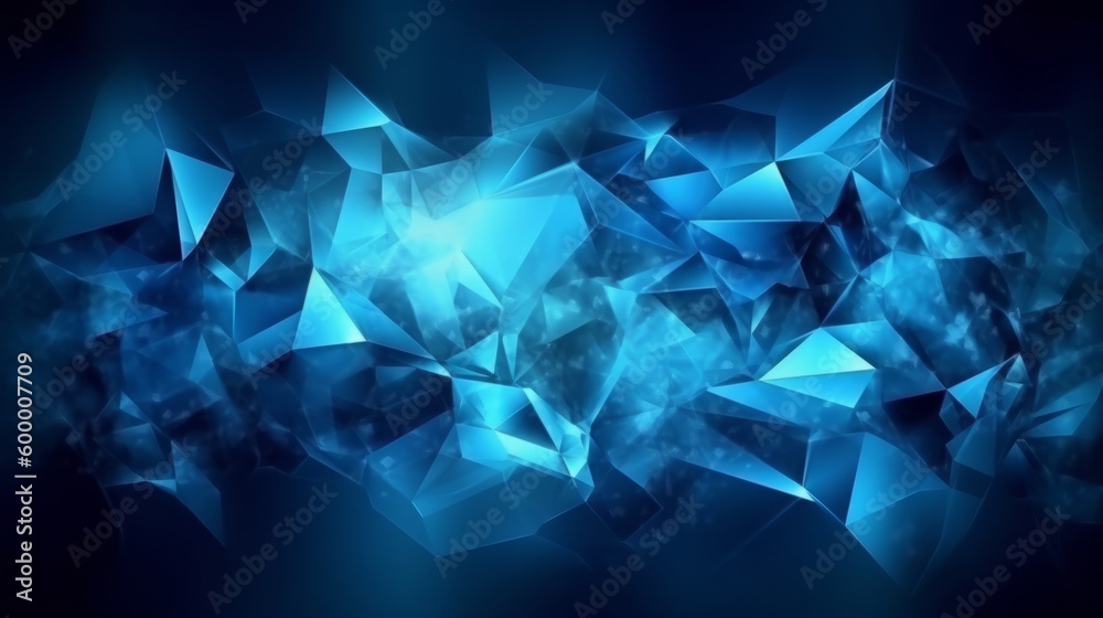 Poster A vibrant blue abstract background with overlapping triangles. Generative ai