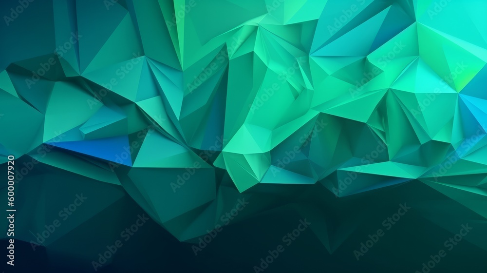 Poster An artistic abstract background with flowing shapes in shades of green and blue. Generative ai