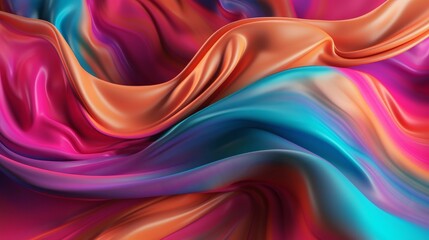 Colorful fabric flowing in the wind against a bright background. Generative ai