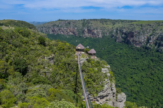 Lake Eland Nature reserve in Oribi gorge with a hanging suspension bridge