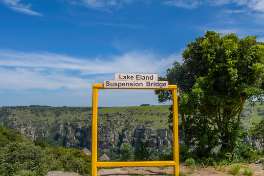 Lake Eland Nature reserve in Oribi gorge with a hanging suspension bridge