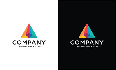 abstract trendy colorful logo design elements in letter shape- for business company visual identity. on a black and white background.