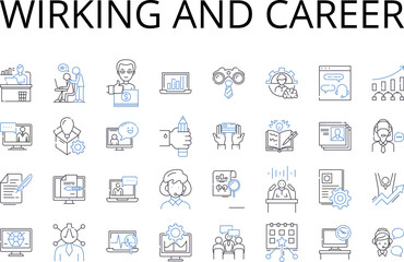 Wirking and career line icons collection. Job and profession, Occupation and employment, Trade and craft, Vocation and calling, Livelihood and sustenance, Workforce and staff, Labor and toil vector