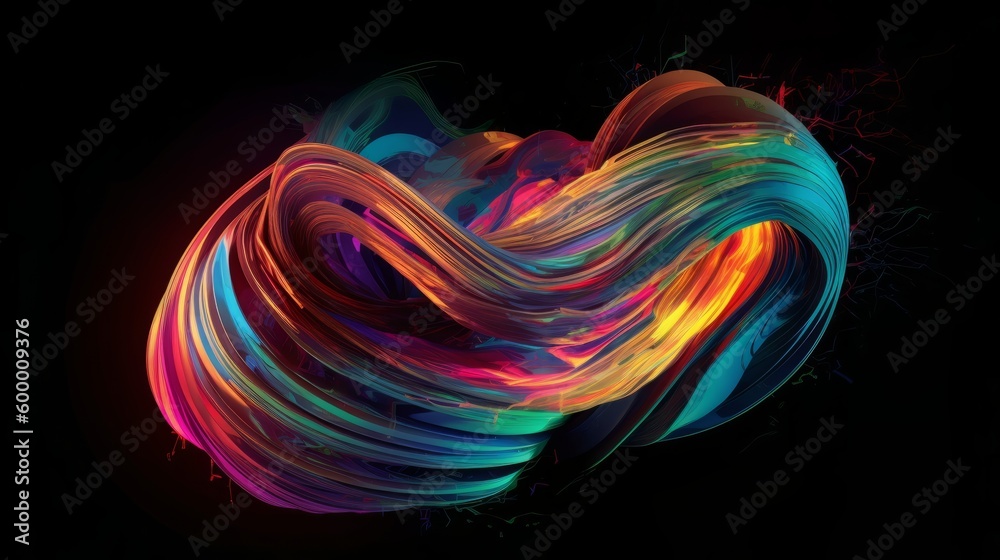 Poster A vibrant and dynamic swirl against a deep black background. Generative ai