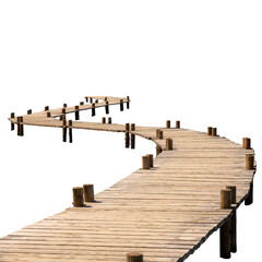 wooden bridge over white background