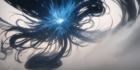 Fototapeta premium 青と黒の渦巻く煙幕Generative AI
