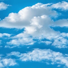 Naklejka na ściany i meble Seamless Cloudscape, White Clouds in Blue Sky Illustration [Generative AI]