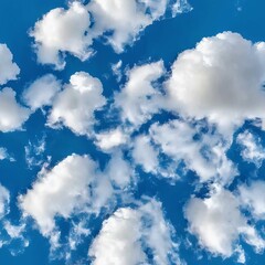 Obraz premium Fluffy Floating Clouds in Blue Sky, Seamless Pattern Photorealistic Illustration[Generative AI]