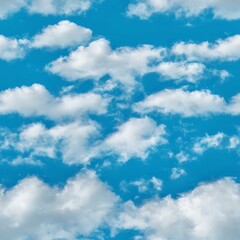 Fototapeta premium Seamless Pattern of Fluffy Clouds in Blue Sky Photorealistic Illustration [Generative AI]