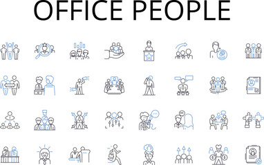 Office people line icons collection. White collar workers, Corporate personnel, Employees, Staff, Business professionals, Managers, Team members vector and linear illustration. Co-workers,Desk jockeys