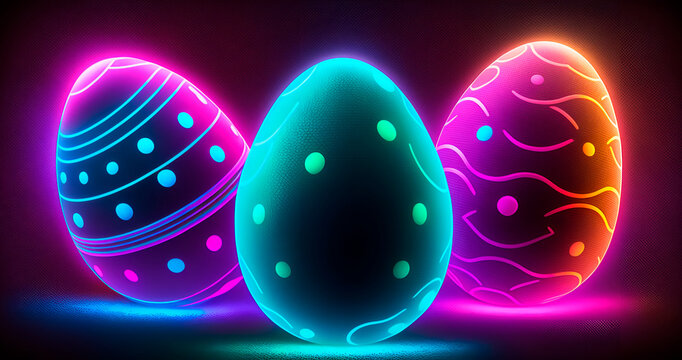  The beautiful neon color easter eggs background card.