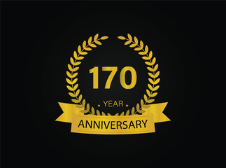 170th years golden anniversary logo celebration with ring and ribbon.