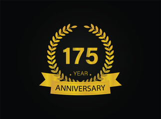175th years golden anniversary logo celebration with ring and ribbon.