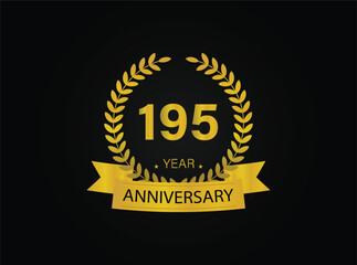 195th years golden anniversary logo celebration with ring and ribbon.