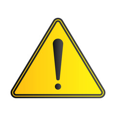 Warning Sign In Yellow Black Gradient Colour With Exclamation Mark For Alert
